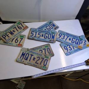 4 pairs of matching MN License Plates (Embossed pre-2000) 8 plates total in this lot