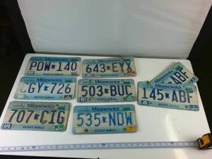 Lot of (8) total Minnesota Embossed License Plates from the 1990s