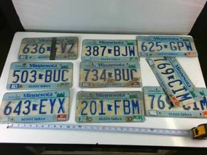 Lot of (9) Minnesota Embossed License Plates