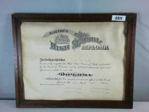 Antique Blue Earth Diploma (framed)