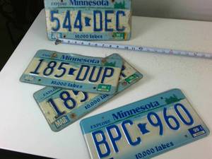 Lot of (5) Minnesota Embossed Plates (2 matching sets)