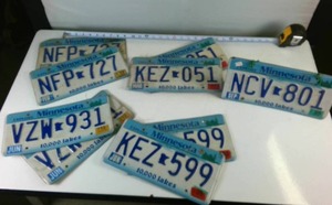 Five Pairs of Minnesota Embossed License Plates (10 plates total)
