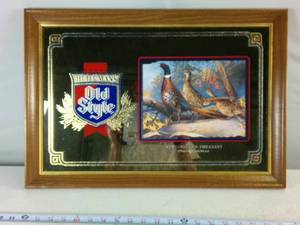 OLD STYLE Mirrored Ad with wooden frame (Vintage) 1982 Pheasants Forever