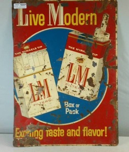 Authentic Vintage Metal Live Modern Cigarette Ad LM