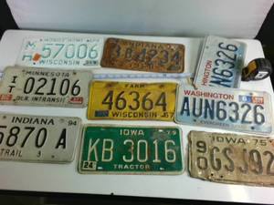 Interesting Combo Pack of Vintage License Plates from the Midwest (9) plates total