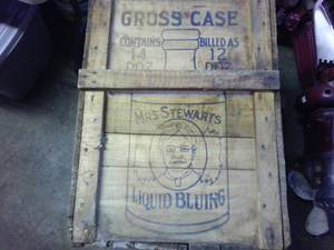 Antique Bluing Box  - Billed for 12, but you get 14 dozen (When it was new) Mrs. Stewarts Liquid Bluing