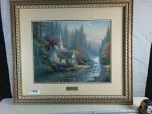 Large Framed Print Forest Chapel by Thomas Kinkade (Library Edition)