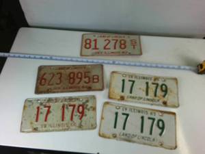 Unique, older license Plates from Land of Lincoln (5) total