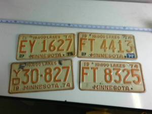 Lot of (4) vintage Minnesota Plates from the 1970s