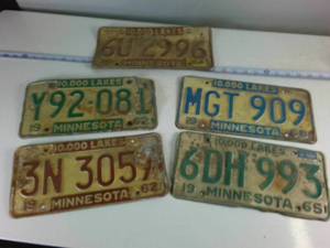 Lot of (5) Embossed MN License Plates 10,000 lakes