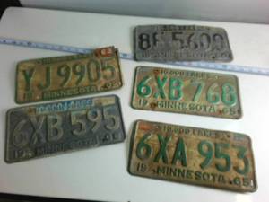 Lot of (5) Minnesota Embossed Plates (10,000 Lakes)