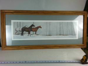 Sally Murray Trio Signed Limited Edition Panoramic Framed Horse Print