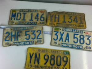 Minnesota Embossed License Plate Collection  (5) plates from the 1960s