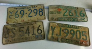 Four embossed Minnesota License Plates Urban (Rare plate)