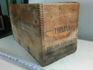 Explosive listing Authentic Antique Trojan Powder Co. Dynamite Wood Crate  Allentown, PA