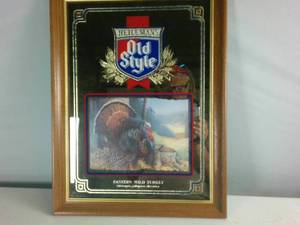 Vintage Heilemans Old Style Beer Framed Advertising Mirror