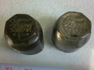 Antique Ford Model T Hub Grease Caps - Stamped Made in USA (Pair)