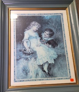 Framed (3 total) THE SWEETHEARTS  FREDERICK MORGAN  Lithograph  Antique Frame with Woman sitting and Gary Sorrels