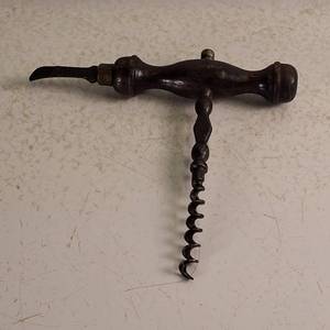 Antique Corkscrew � metal with wooden handle