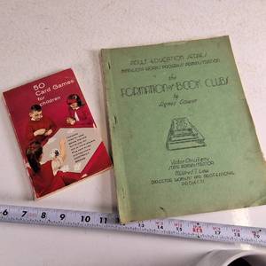 Lot of (2) books  How to start a book club (1950s) and 50 Card games for kids