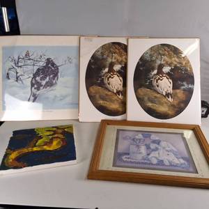 Large lot of  paintings and prints including Ptarmigan � Annette Hartyell