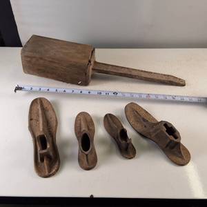 Antique Wood Hammer and Cobblers Forms (cast iron)