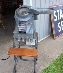 Antique Johnson Commercial Coin Sorter & Counter Machine on Industrial Stand