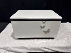 White Wooden Butterfly Storage Box