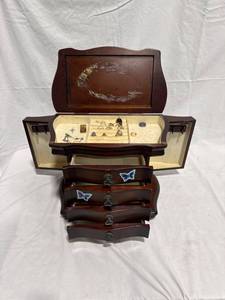 Wooden Jewelry Box with Butterflies