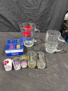 Assorted Glass Mugs & Shot Glasses