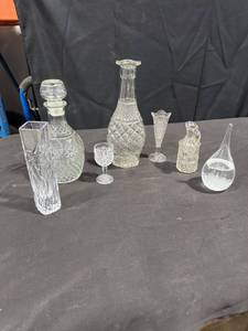 Assorted Clear Cut Glassware Lot