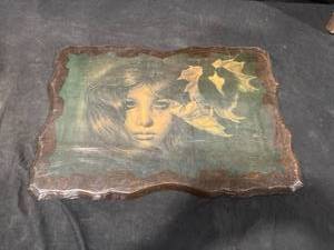 Vintage Big-Eyed Girl Plaque