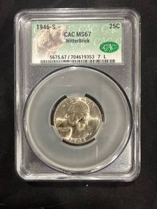 1946-S Washington Quarter CAC MS67