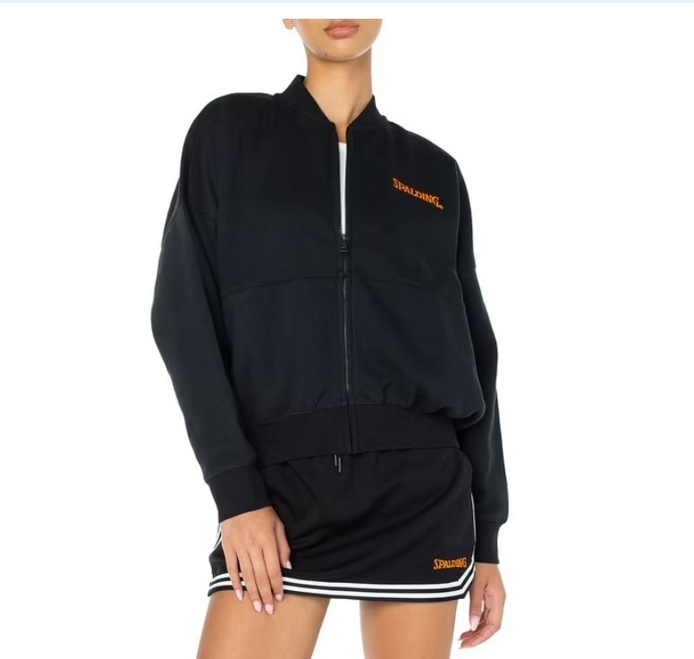 NEW 2 Pack of Spalding Womens Fleece Bomber Jackets - Black and Taupe - Size Small (S)