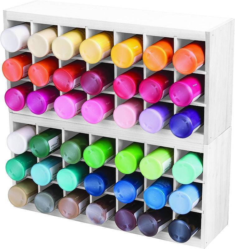NEW 2 Pack of Art Bin 6828AG Paint Storage Tray, Wall Mountable 21 Compartment Wooden Organizer, White