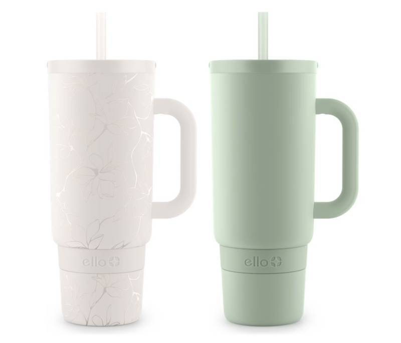 NEW Ello Port 40-oz. Stainless Steel Tumbler with Handle, 2-Pack, Dahlia Glow and Sage