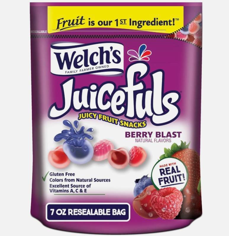 8 Pack of Welchs Juicefuls Juicy Fruit Snacks, Berry Blast, Fruit Gushers, 7 oz Packs