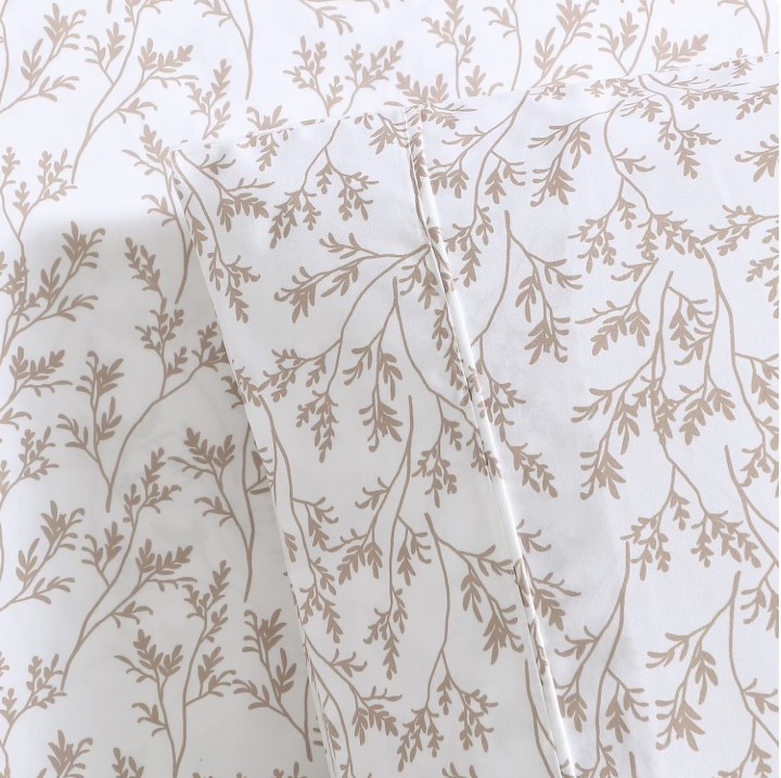 NEW Members Mark Soft Washed Sheet Set - Jemma Botanical Tan - KING