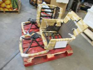 Pair of USED Outdoor Wicker Swivel Chairs - Missing hardware and cushions, broken straps.