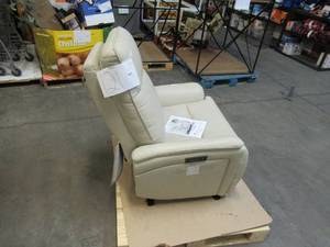 Sanders Leather Power Recliner with Powered Headrest - Cream - Damaged