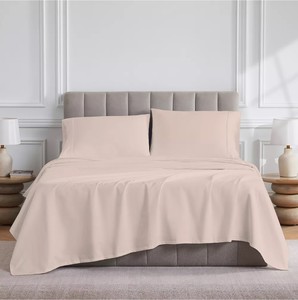 NEW Purity Home 400 Thread Count 100% Cotton Wrinkle Resistant Sateen Sheet Set - King, Blush