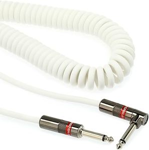 Monster Prolink Classic 12ft Coiled Instrument Cable, 14 TS Male, White PVC Jacket - Durable, High-Performance