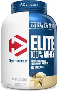 Dymatize Elite 100% Whey Protein Powder, Vanilla, 25g of Protein, 5.5g BCAAs, (67 Servings) BB 727