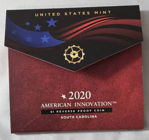 US Mint 2020 American Innovation $1 Reverse Proof Coin - South Carolina- COA