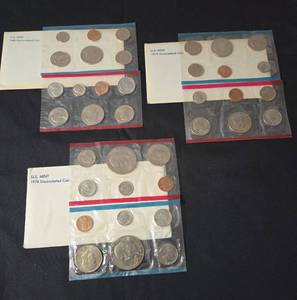 3-US Mint Uncirculated Coin Sets from 1978,1979,1980 - 37 coins