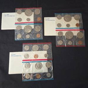 3-US Mint Uncirculated Coin Sets from 1977,1978,1979 - 36 coins