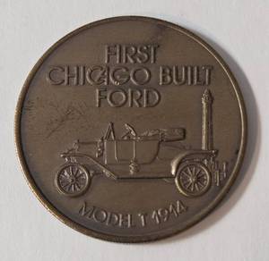 Vintage First Chicago Built Ford Five Millionth Chicago Built Ford  coin-(VERY COLLECTIBLE)