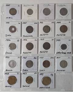 Sheet of Foreign Coins- 19 Coins