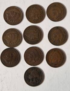 10 Indian Head Pennies - 1907s and 1908s