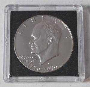 1976-S- Silver- Eisenhower Bicentennial Dollar Proof Coin in black slab&nbsp;&nbsp;